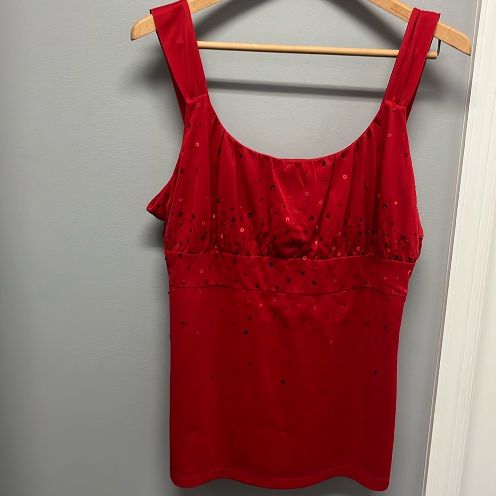 Ann Taylor Red Sequined Camisole Top